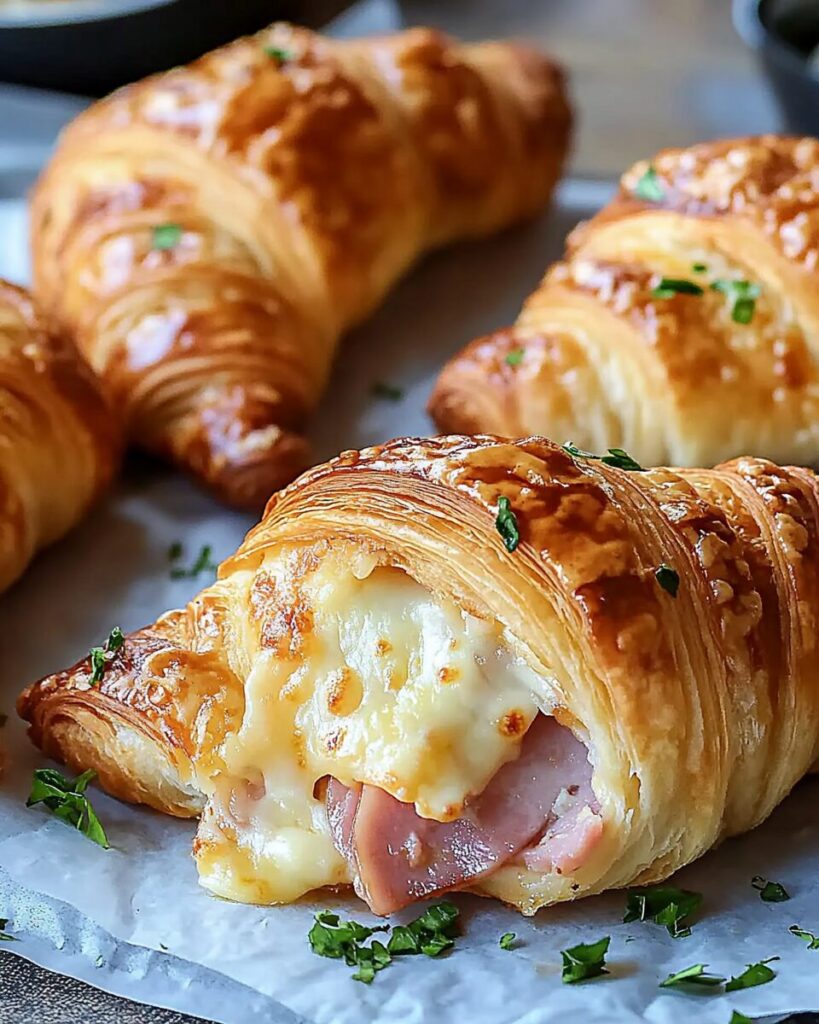 Baked Ham and Cheese Croissants