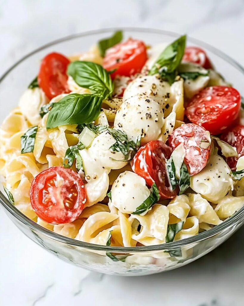 Creamy Caprese Pasta Salad