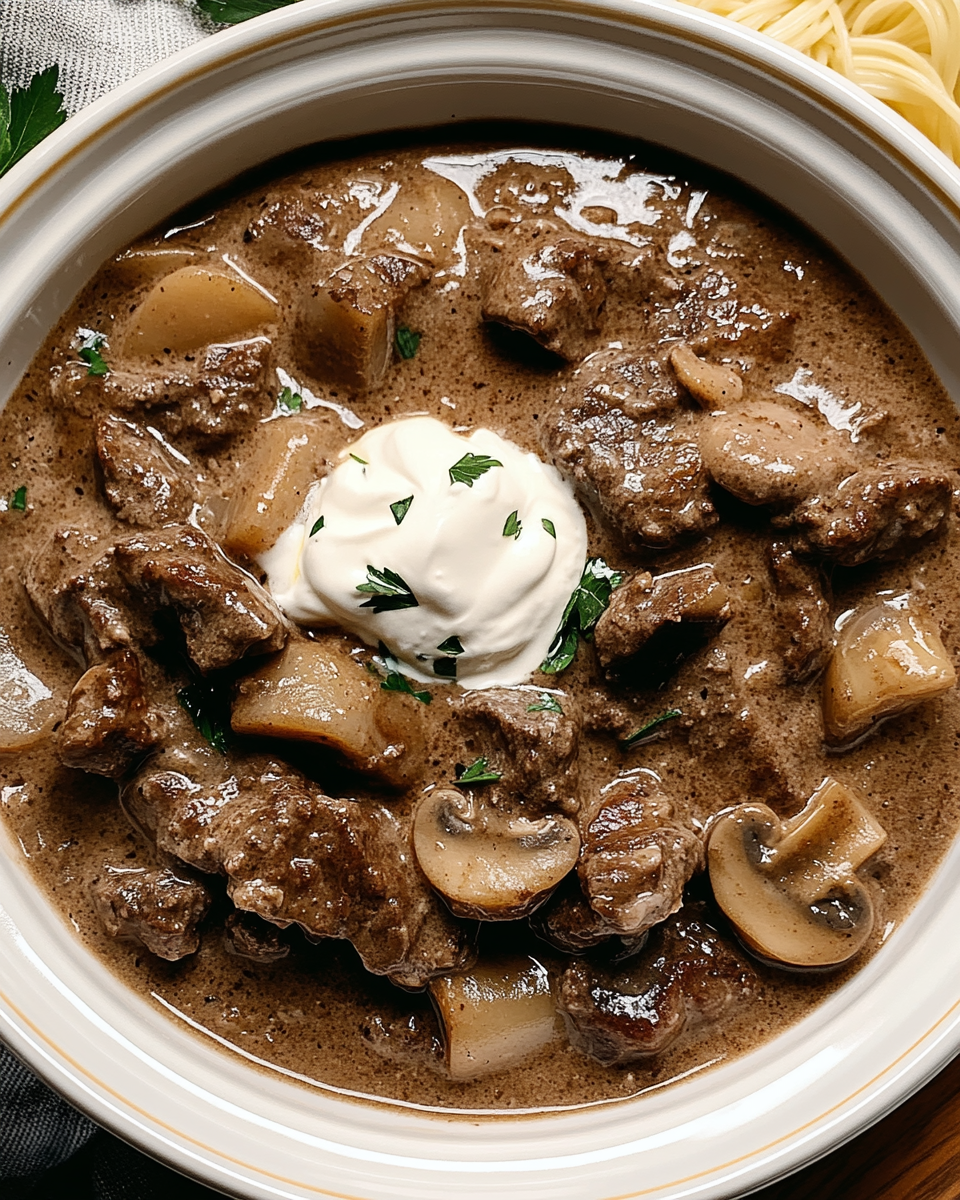 Slow Cooker Beef Stroganoff
