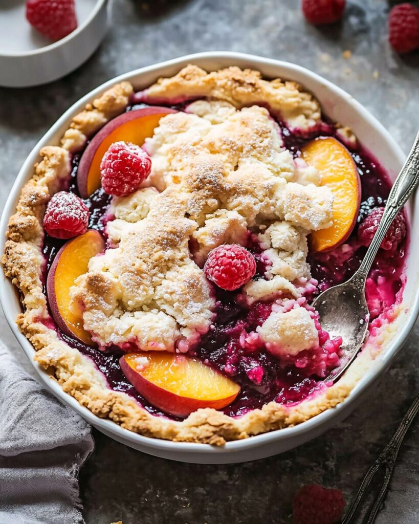 Peach Raspberry Cobbler