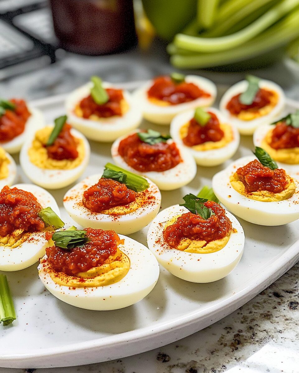 Bloody Mary Deviled Eggs