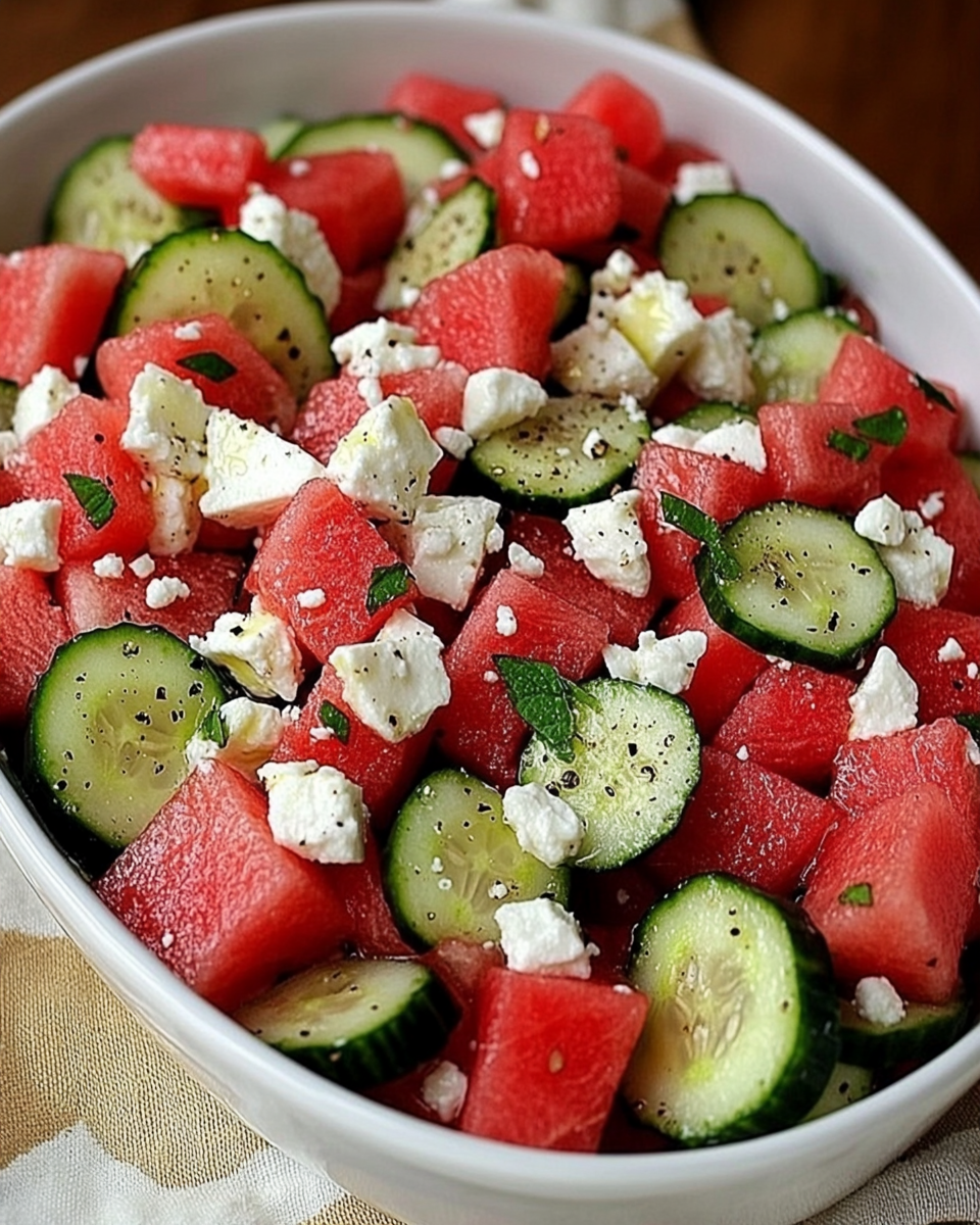 Watermelon Salad with Cucumber and Feta