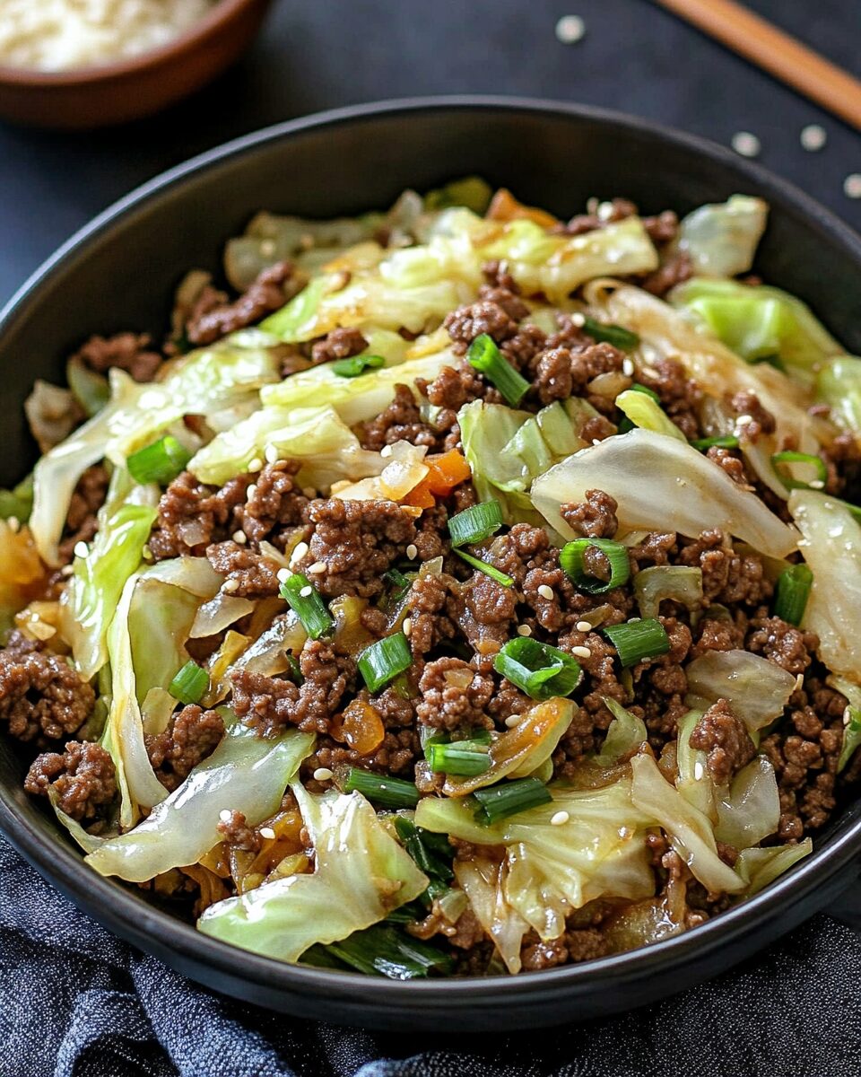 Chinese Ground Beef and Cabbage Stir Fry