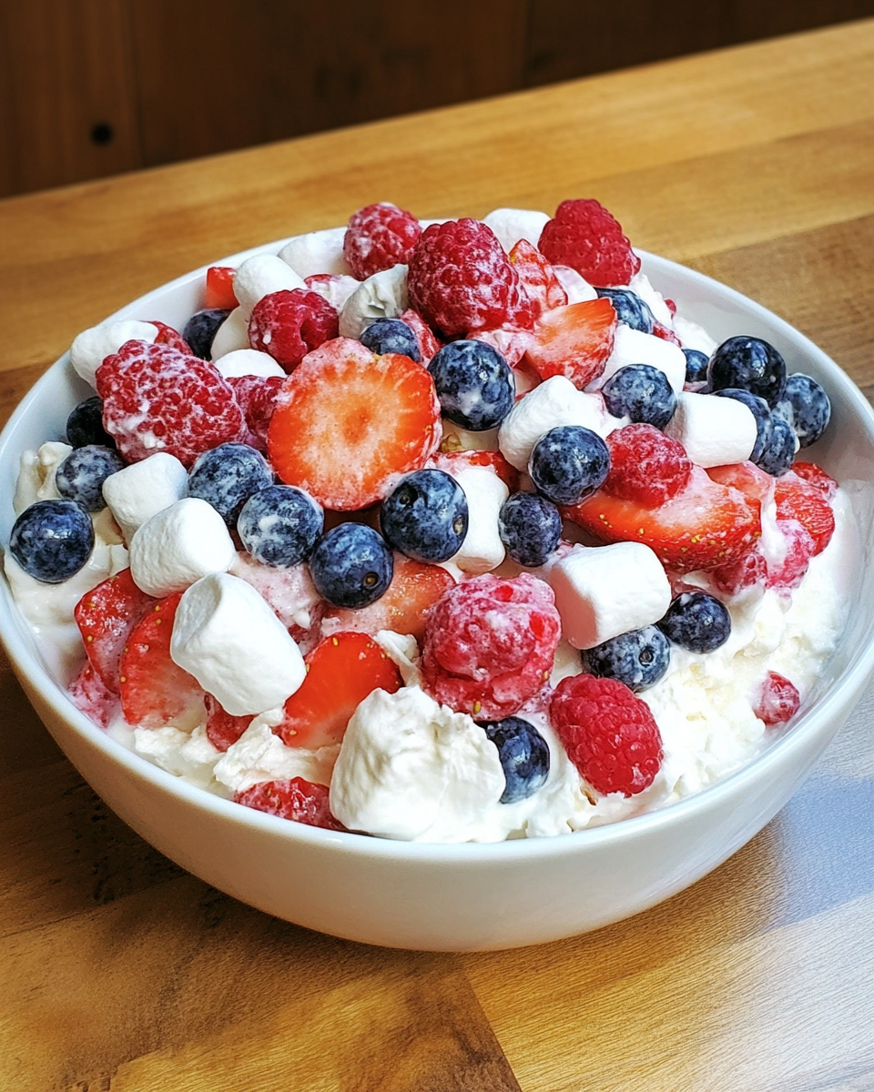 Red, White, and Blue Cheesecake Salad