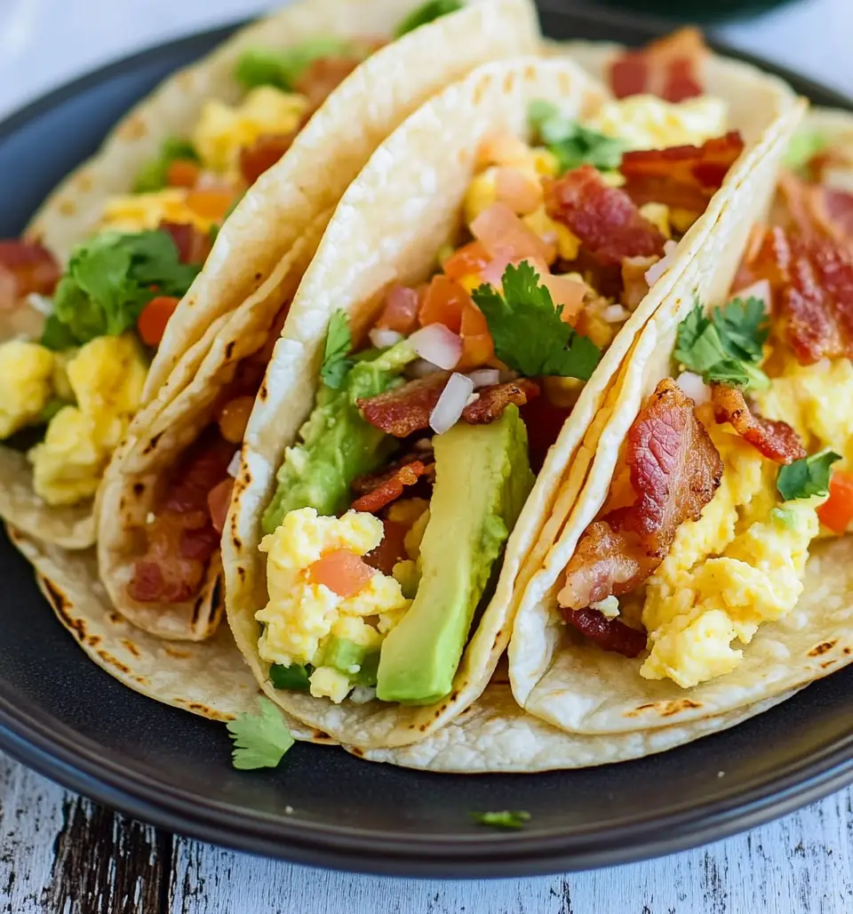 Bacon Avocado Breakfast Tacos