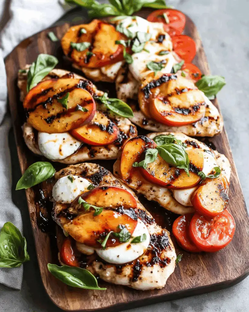 Grilled Peach Caprese Chicken