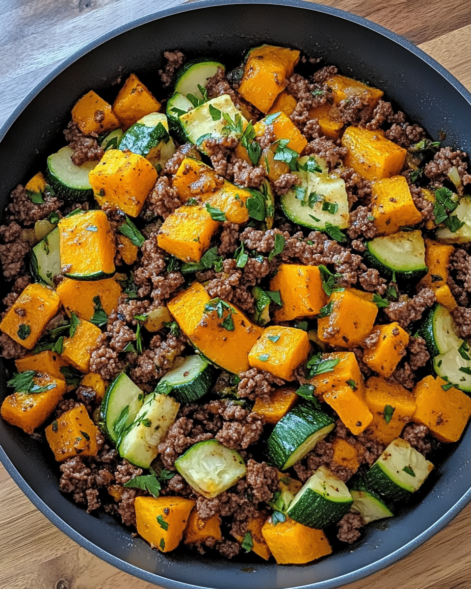 Ground Beef Zucchini Sweet Potato Skillet