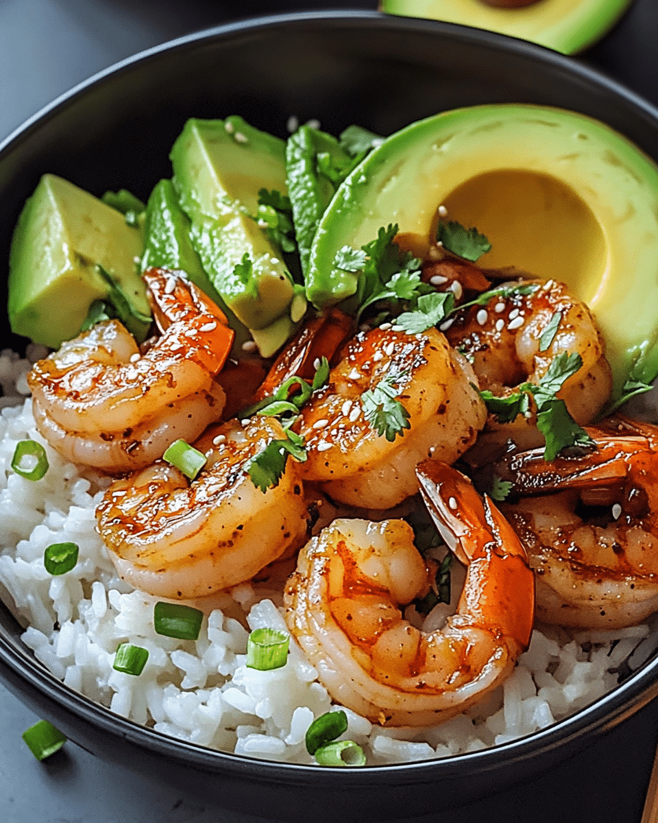 Spicy Shrimp and Avocado Rice Bowl