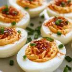 Sweet and Spicy Pepper Jelly Deviled Eggs