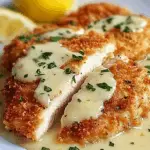 Lemon Pecorino Crusted Chicken with Creamy Lemon Sauce