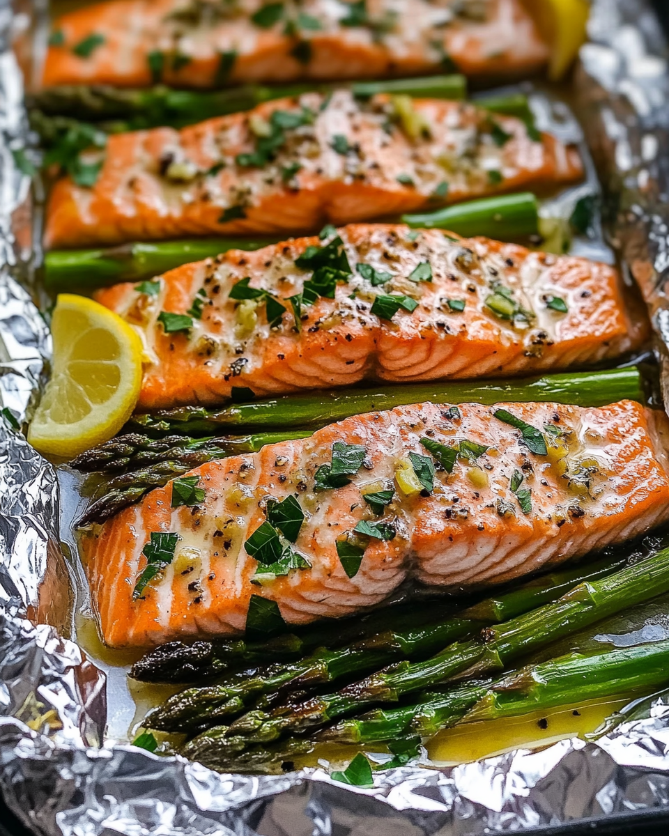 Baked Salmon in Foil with Asparagus