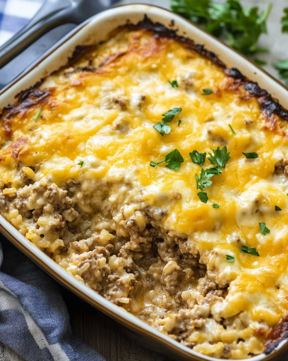 Cheesy Ground Beef and Rice Casserole