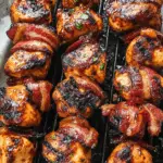 Grilled Honey BBQ Bacon Chicken Kabobs