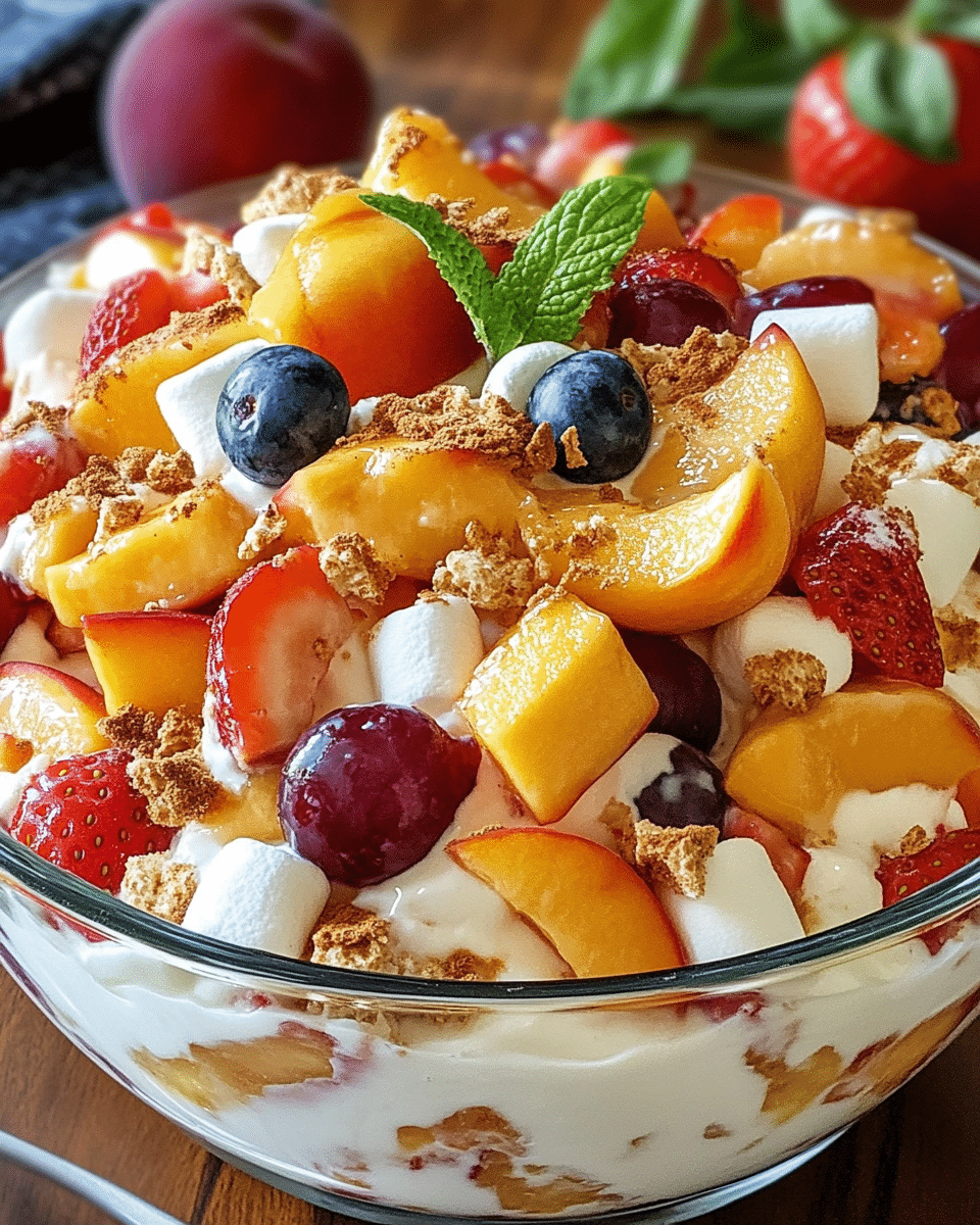 Peach Cobbler Cheesecake Fruit Salad