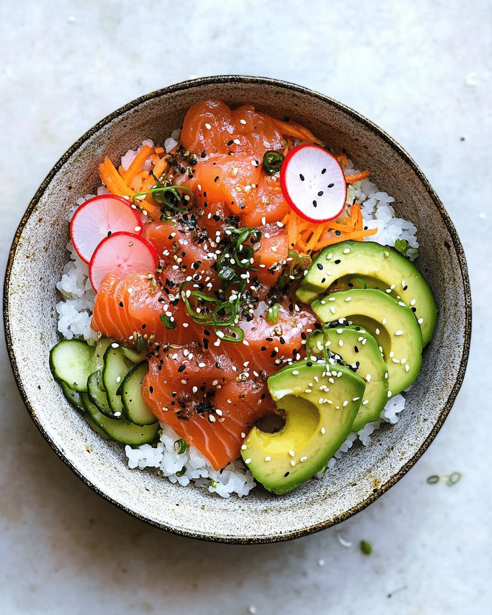 Miso Soy Salmon Sashimi Bowl