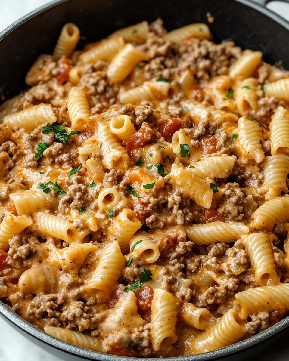 Creamy Ground Beef Pasta Skillet