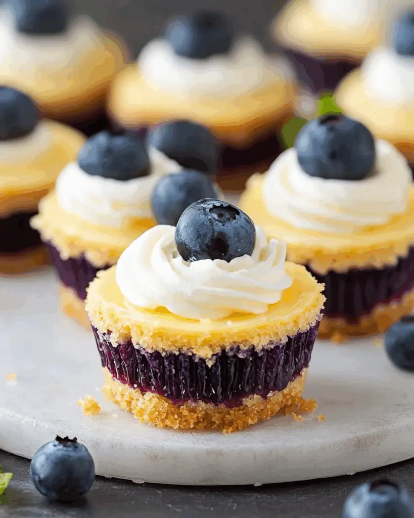 Mini Lemon Blueberry Cheesecakes