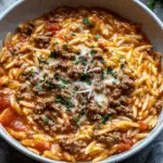 Creamy Ground Beef Orzo Skillet
