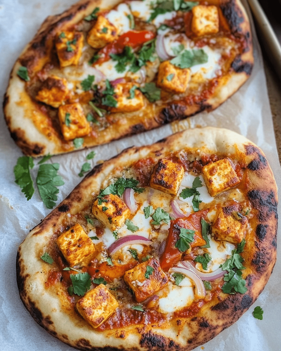 Tandoori Paneer Naan Pizza