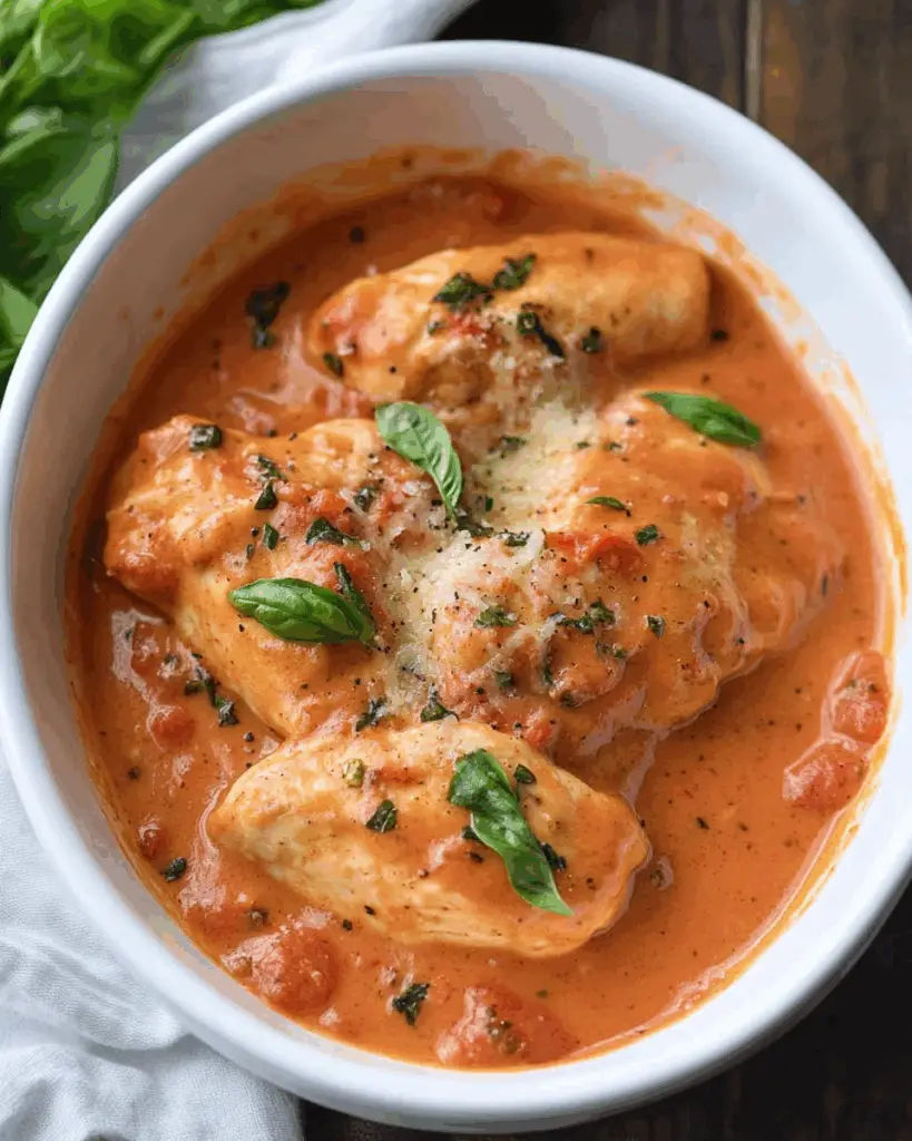 Slow Cooker Creamy Tomato Basil Chicken
