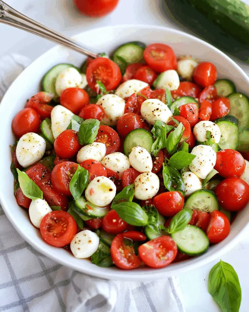 Tomato Cucumber Mozzarella Salad