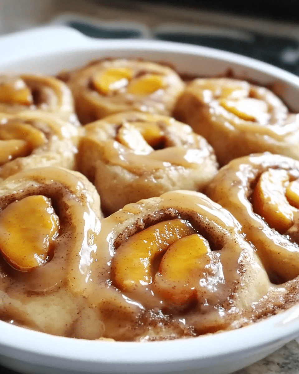 Peach Cobbler Cinnamon Rolls