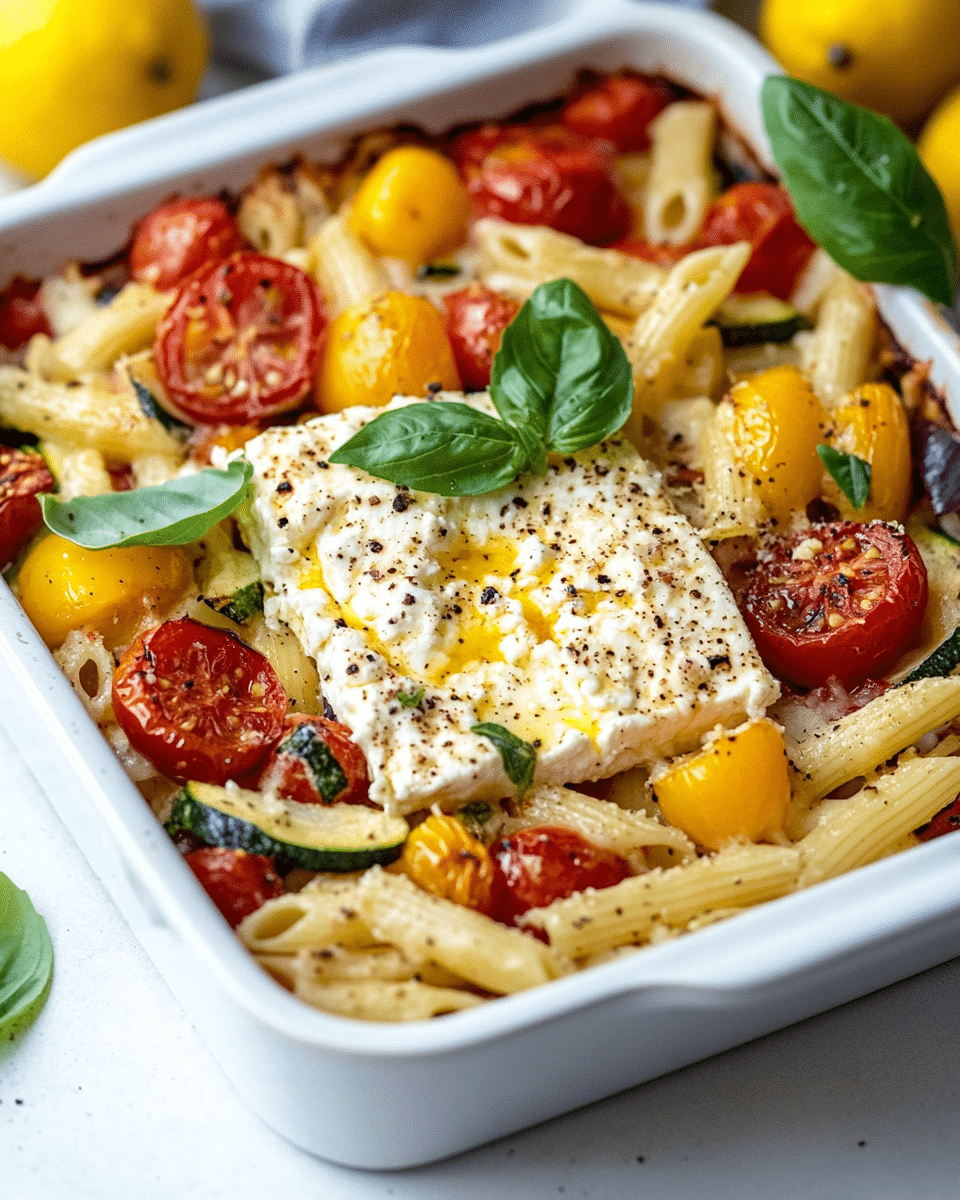 Baked Feta Pasta with Roasted Vegetables