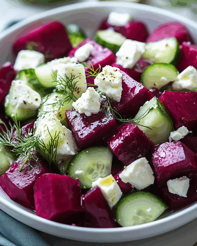 Beet Salad with Feta, Cucumbers and Dill