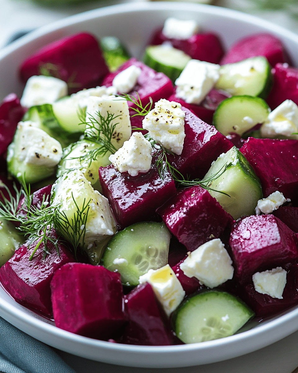 Beet Salad with Feta, Cucumbers and Dill