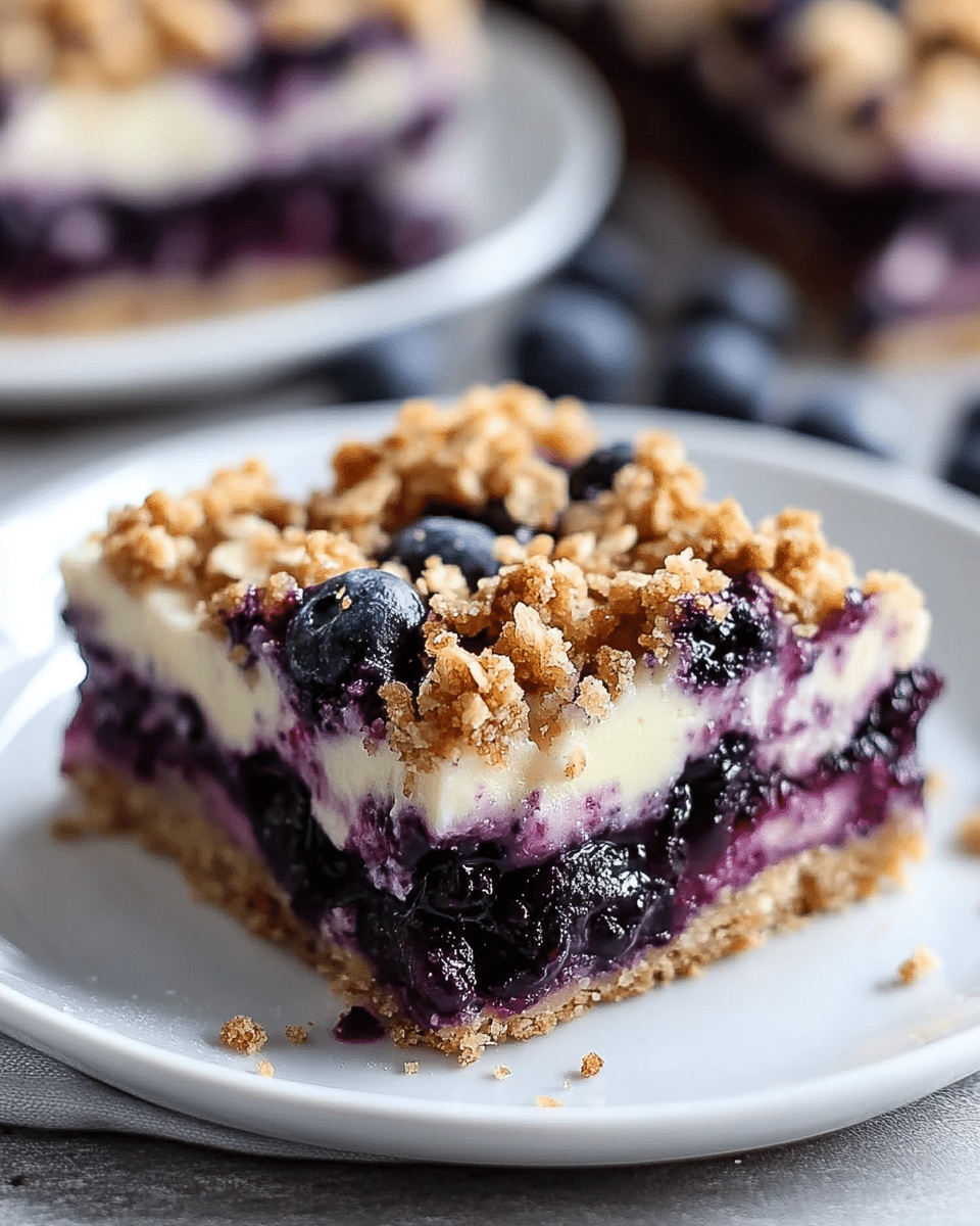 Blueberry Crisp Cheesecake Bars
