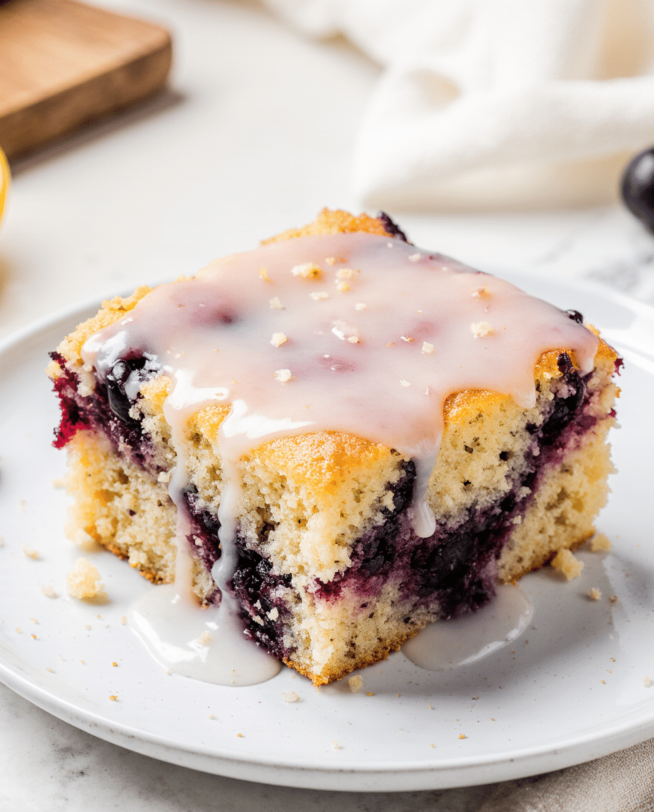 Blueberry Cornbread with Lemon Glaze