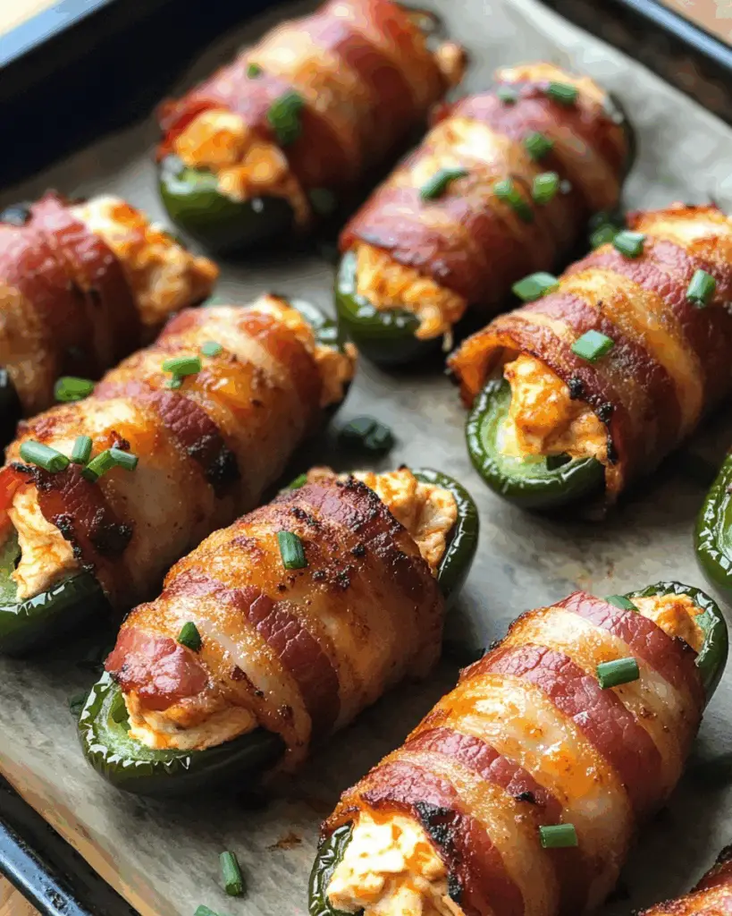 Buffalo Chicken Bacon-Wrapped Jalapeño Poppers