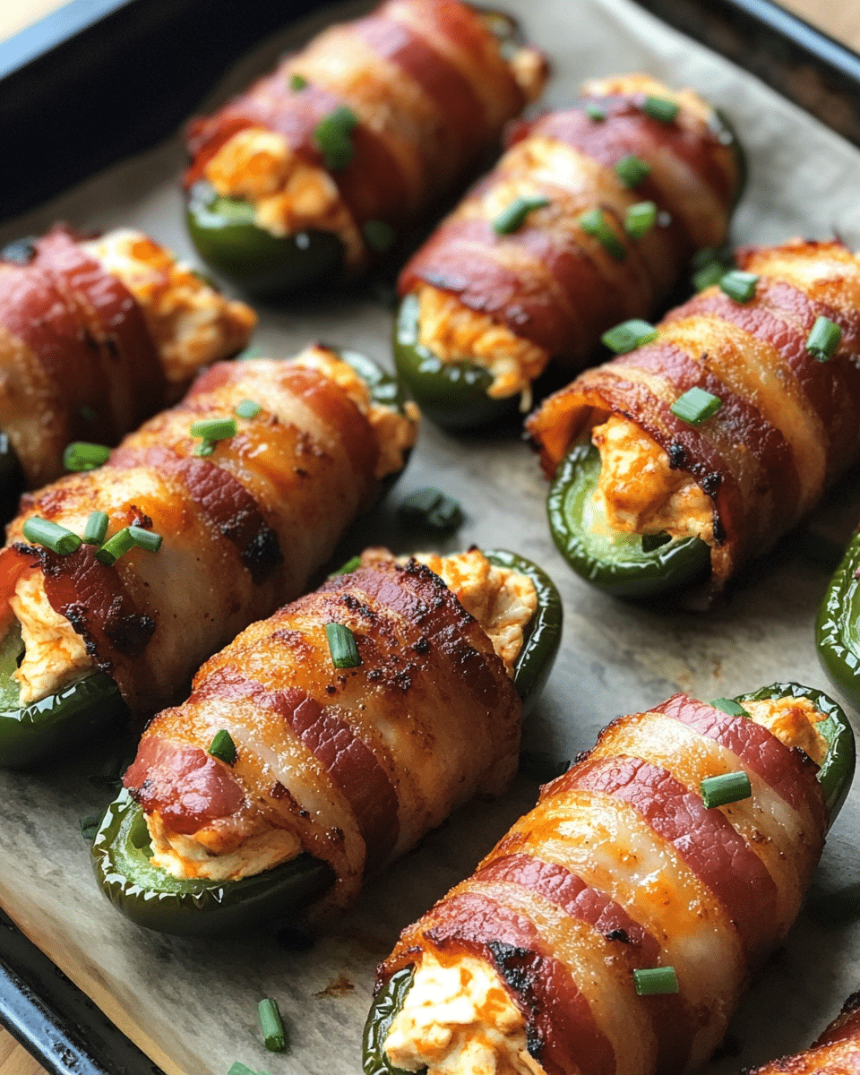 Buffalo Chicken Bacon-Wrapped Jalapeño Poppers