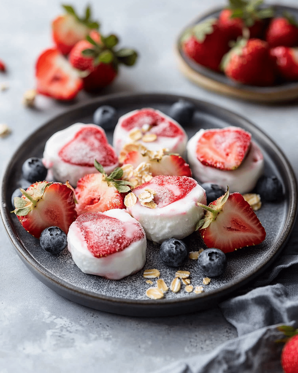 Frozen Strawberry Vanilla Yogurt Bites
