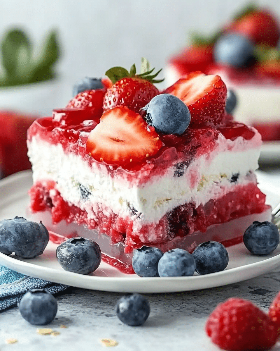 Summer Berry Jello Lasagna