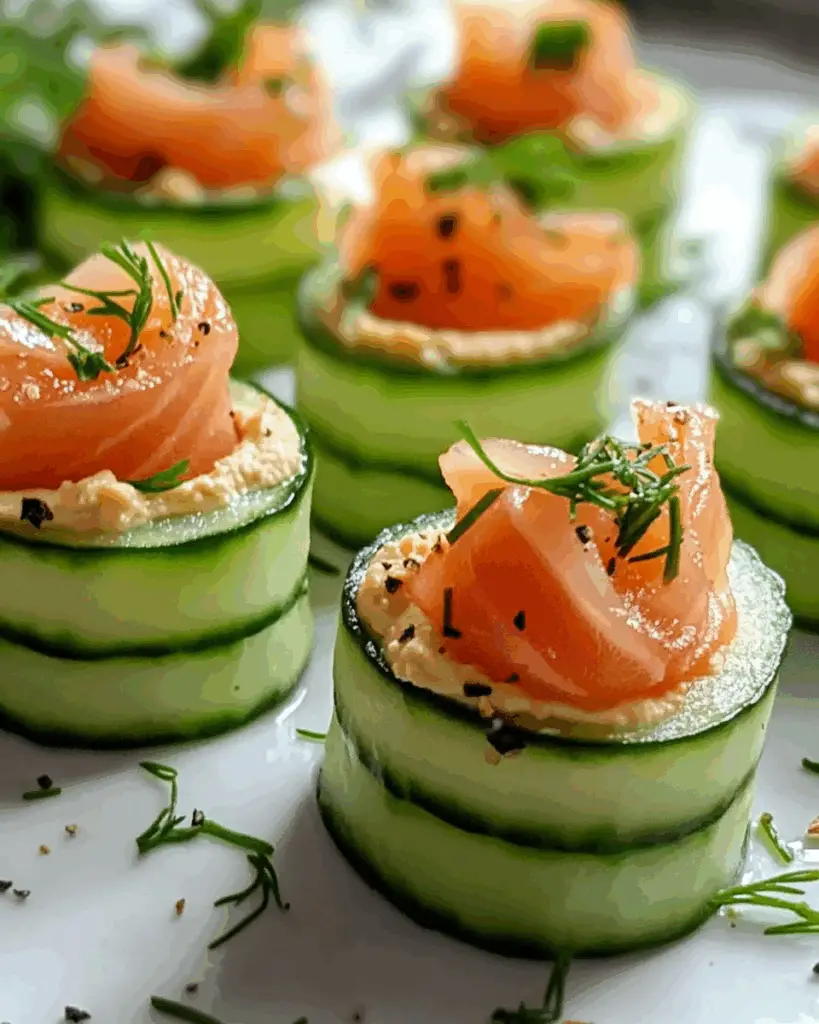 Smoked Salmon Cucumber & Hummus Roll-Ups