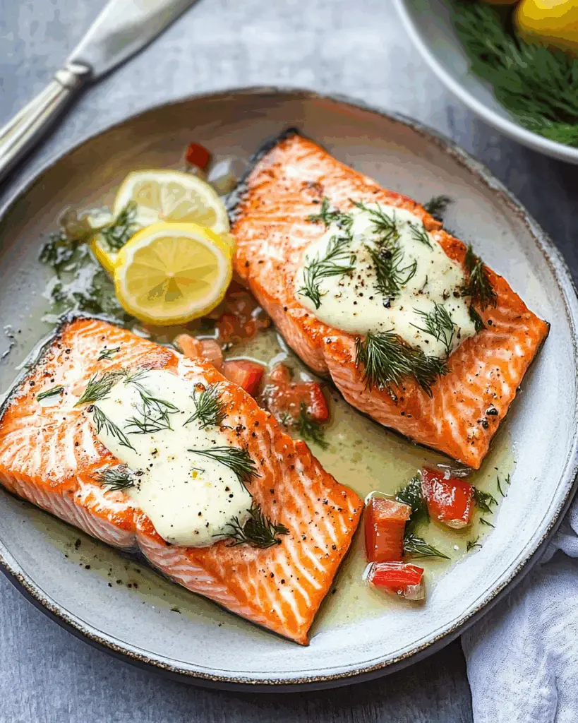 Pan-Seared Sockeye Salmon with Creamy Lemon Dill Sauce