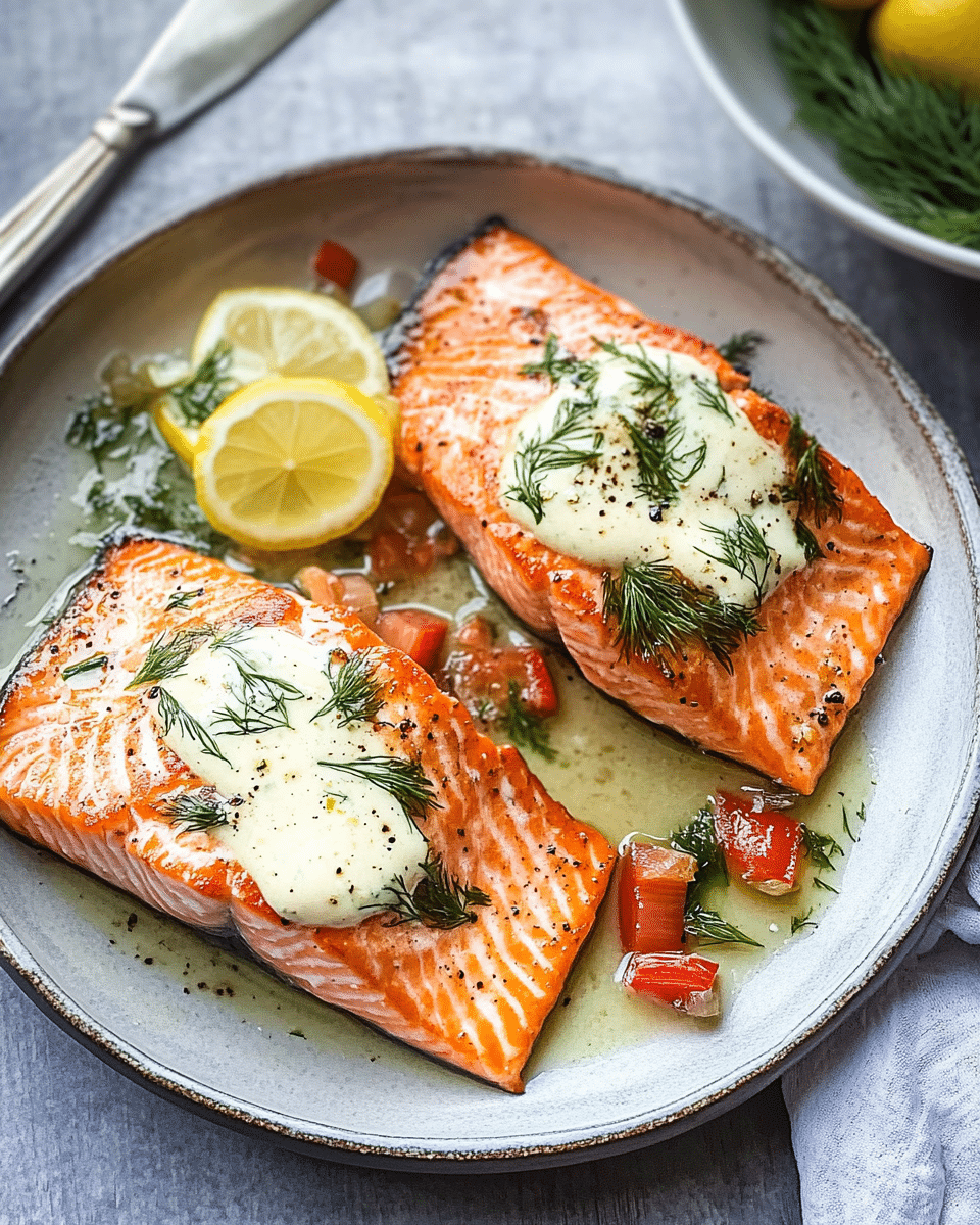 Pan-Seared Sockeye Salmon with Creamy Lemon Dill Sauce