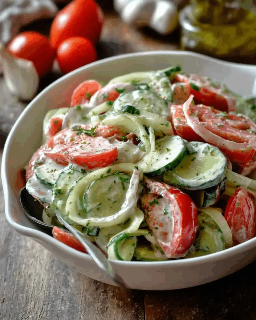 Creamy Cucumber Tomato Salad