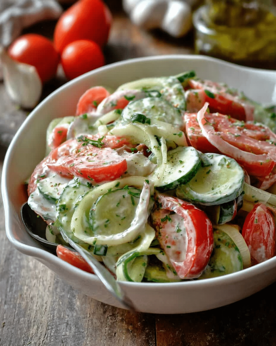 Creamy Cucumber Tomato Salad