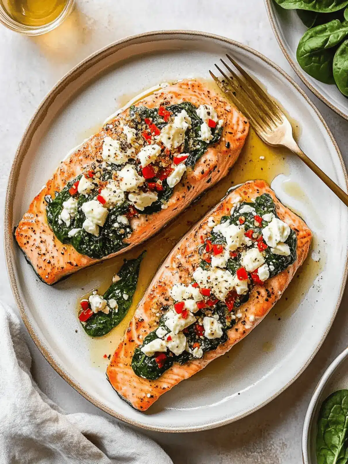 Stuffed Salmon With Spinach & Feta