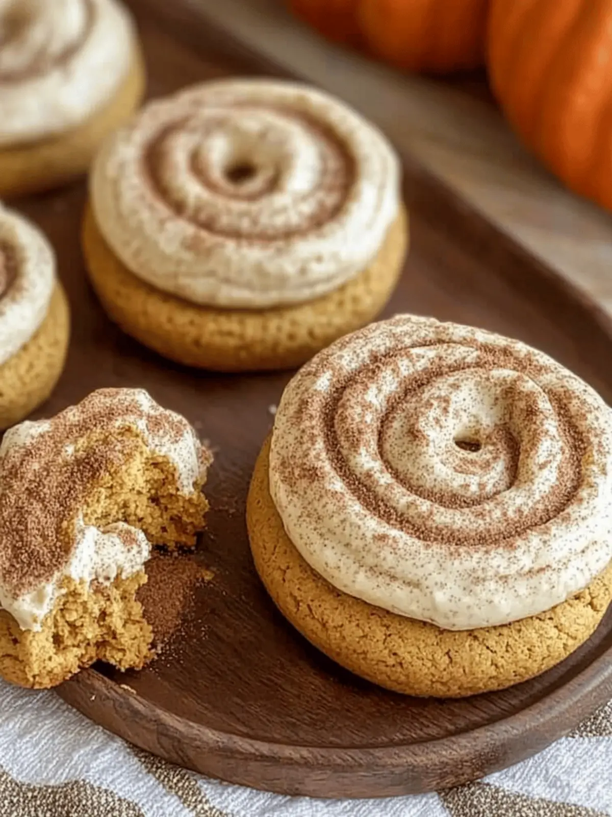 Soft Pumpkin Cookies with Cinnamon Frosting