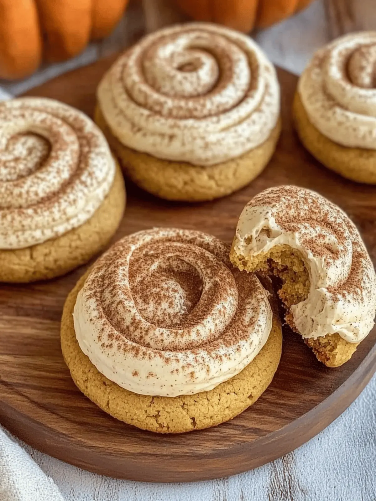 Soft Pumpkin Cookies with Cinnamon Frosting