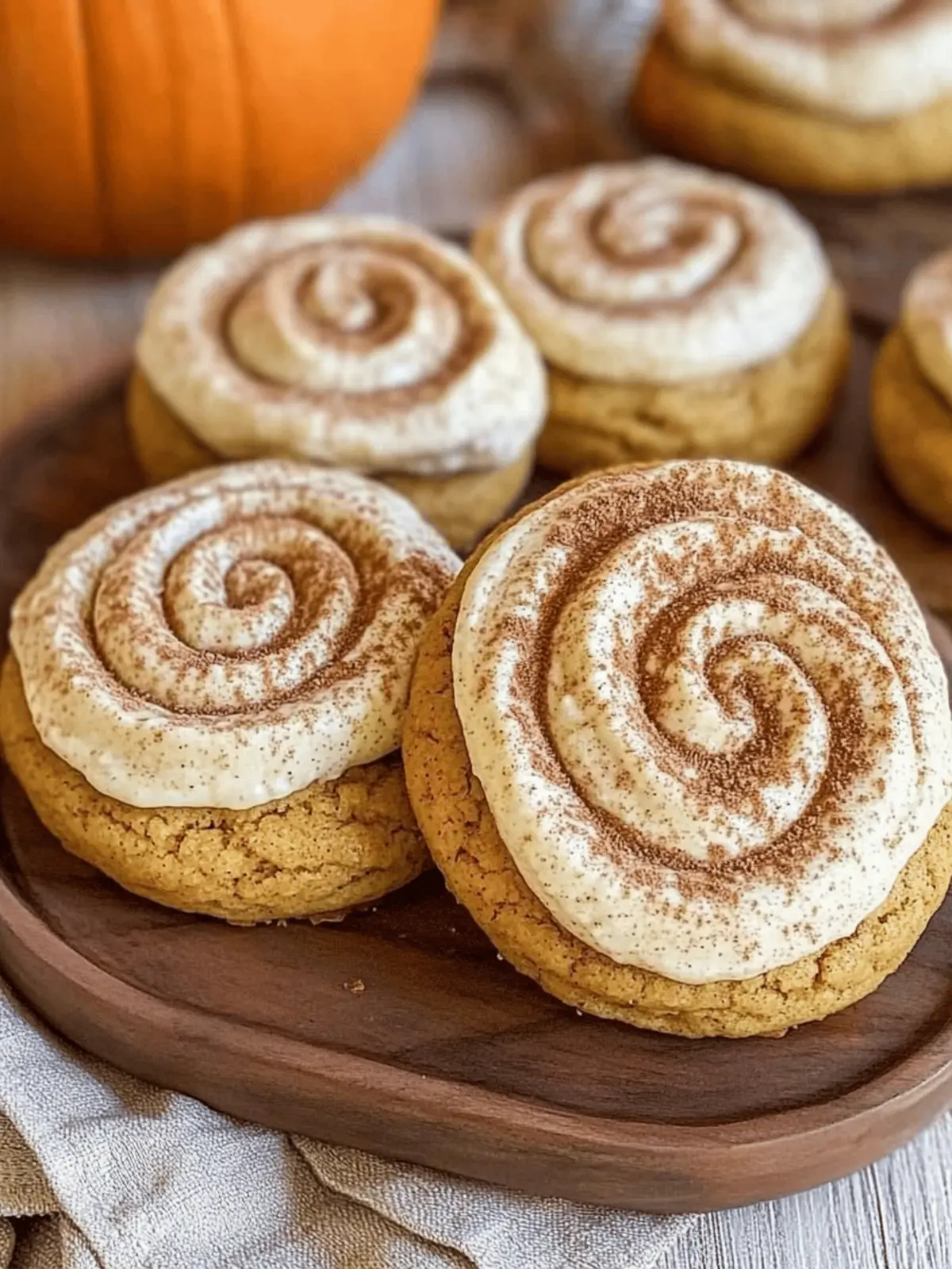 Soft Pumpkin Cookies with Cinnamon Frosting