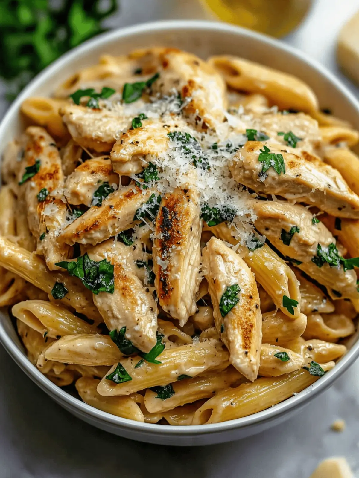 Healthy Garlic Parmesan Chicken Pasta
