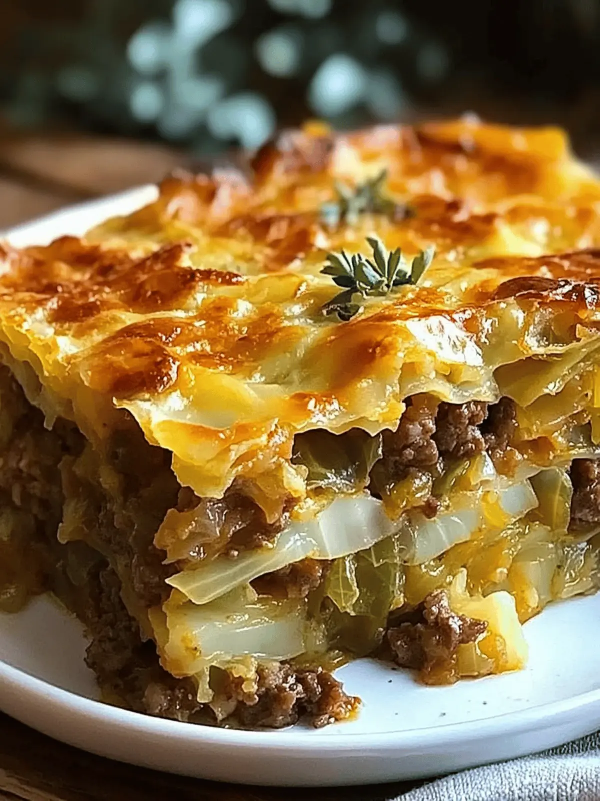 Cheesy Cabbage Beef Casserole