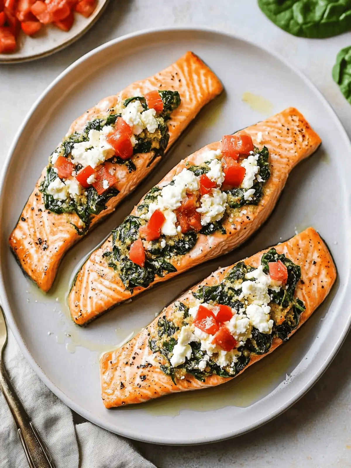 Stuffed Salmon With Spinach & Feta