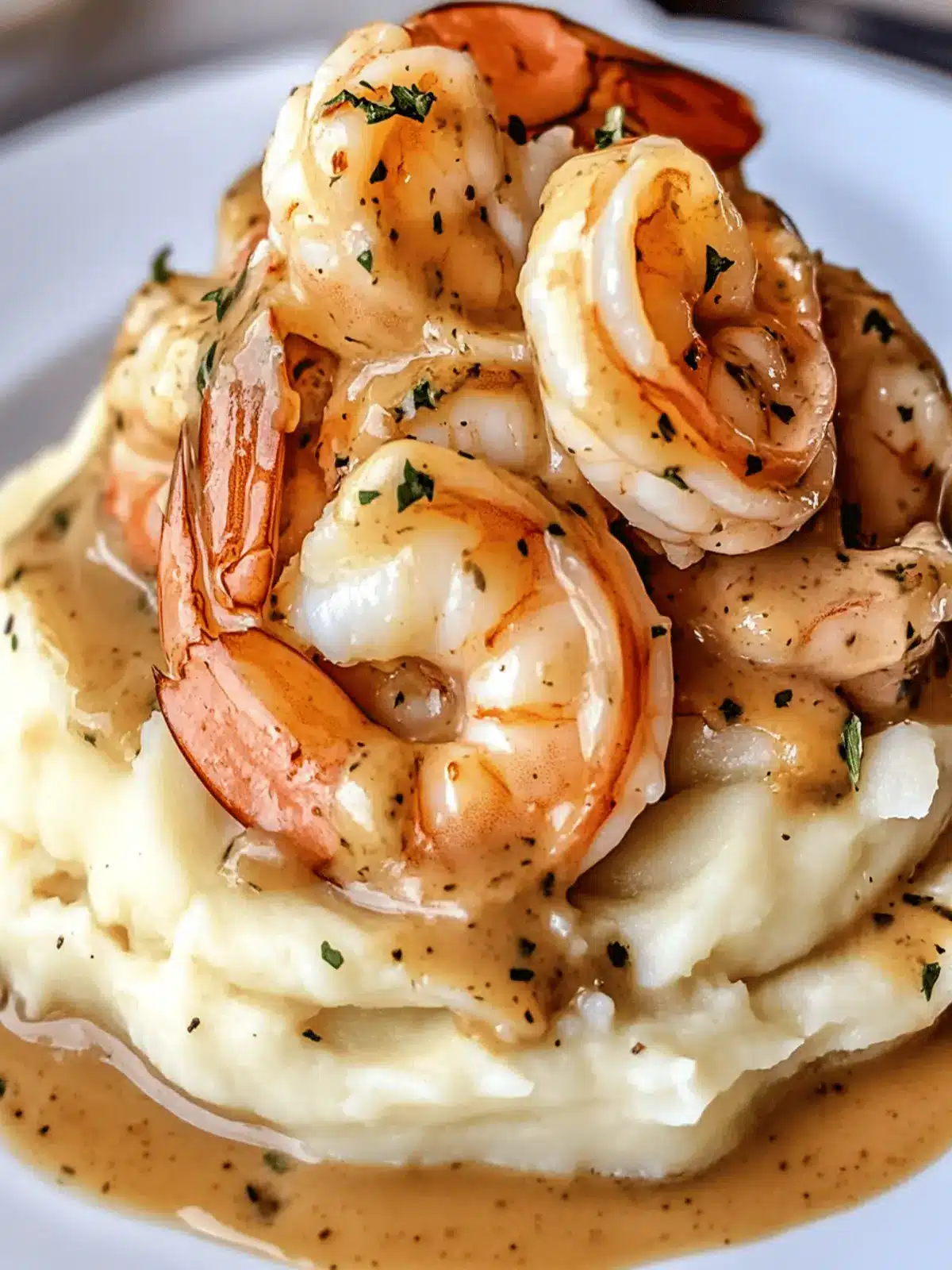 Creamy Garlic Shrimp Over Mashed Potatoes
