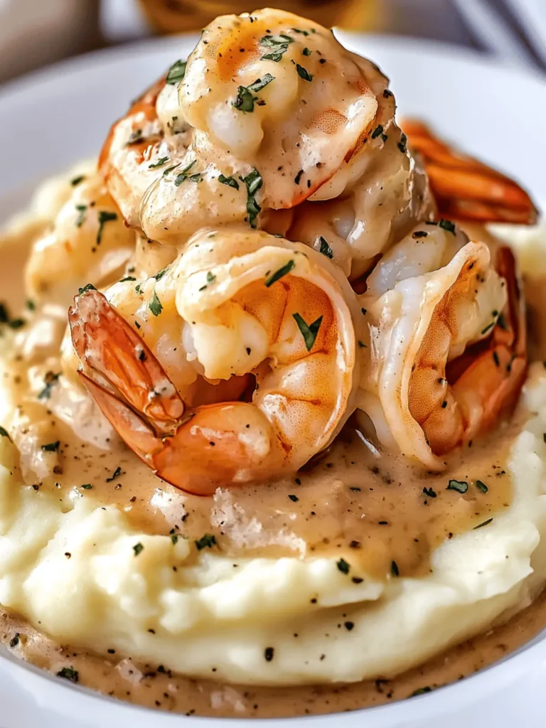 Creamy Garlic Shrimp Over Mashed Potatoes