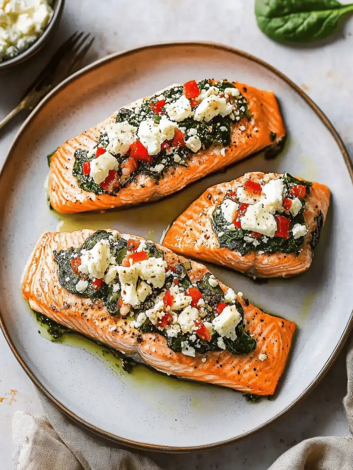 Stuffed Salmon With Spinach & Feta